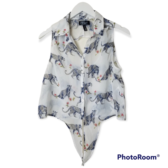 Pretty Little Liars by Aeropostle front tie sheer blouse size large - Picture 7 of 7